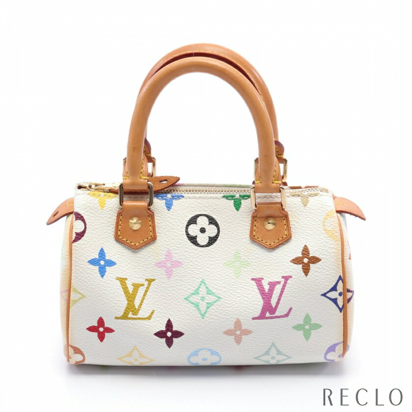 【SALE 5 OFF以上】ルイヴィトン LOUIS VUITTON ミニスピーディ モノグラムマルチカラー ブロン ハンドバッグ PVC レザー ホワイト M92645【中古】