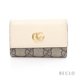 グッチ GUCCI GGマーモント プチマーモント 6連 キーケース PVC レザー ベージュ オフホワイト 456118【中古】