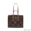 ルイヴィトン LOUIS VUITTON オンザゴーGM モノグラムジャイアント リバース ショルダーバッグ トートバッグ PVC ブラウン ベージュ 2WAY M44576【中古】