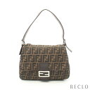 フェンディ FENDI マンマバケット ワンショルダーバッグ キャンバス レザー ブラウン ダークブラウン 26325【中古】