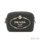 プラダ PRADA コスメポーチ キャンバス ブラック 1NA021【中古】