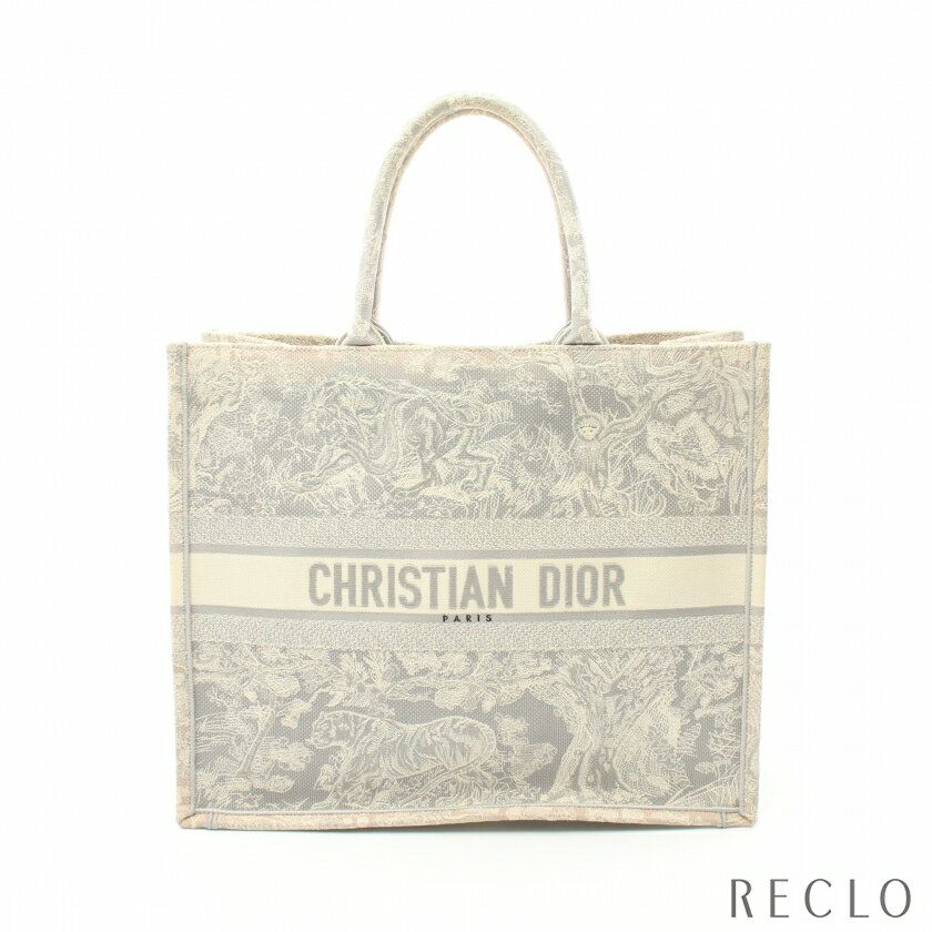 【SALE 15%OFF以上】クリスチャンディオール Christian Dior BOOK TOTE ブックトート ハンドバッグ トートバッグ キャンバス ライトグレー オフホワイト 【中古】