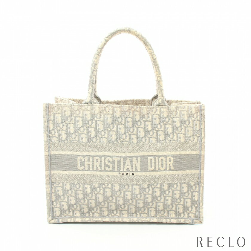 【SALE 15%OFF以上】クリスチャンディオール Christian Dior BOOK TOTE ブックトート ミディアム ハンドバッグ トートバッグ キャンバス オフホワイト グレー M1296ZRIW【中古】