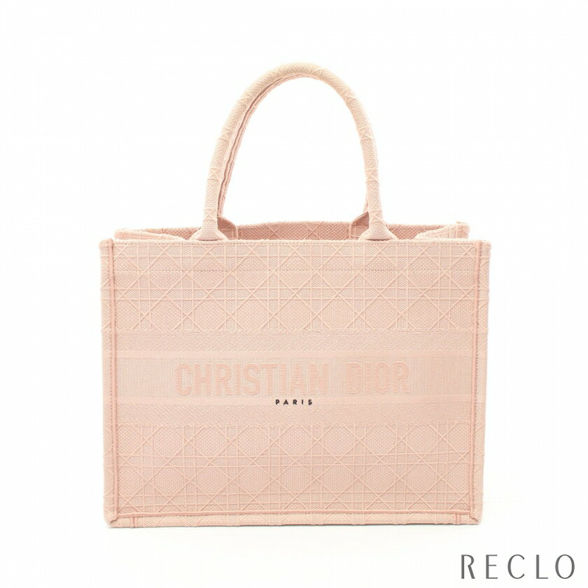 クリスチャンディオール Christian Dior BOOK TOTE ブックトート カナージュ ハンドバッグ トートバッグ キャンバス ピンクベージュ M1296ZREY【中古】