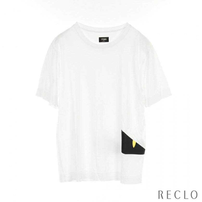 フェンディ FENDI モンスター バグズアイ Tシャツ クルーネック コットン ホワイト FY0936【中古】