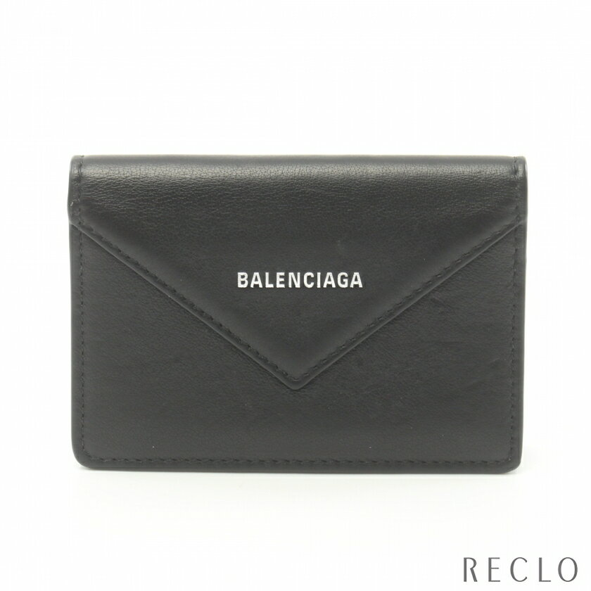 バレンシアガ BALENCIAGA PAPIER ZA THIN CARD カードケース 名刺入れ レザー ブラック 499201【中古】