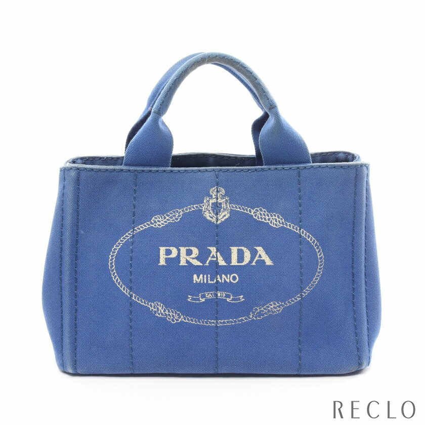 プラダ PRADA CANAPA カナパ ミニ ハンドバッグ トートバッグ キャンバス ブルー BN2439【中古】