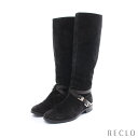 クリスチャンディオール Christian Dior ロング ブーツ スエード ブラック 【中古】