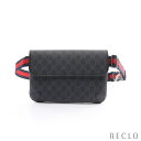 グッチ GUCCI GGスプリーム ベルトバッグ ボディバッグ ウエストバッグ PVC レザー ブラック グレー 792091【中古】