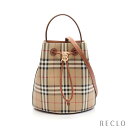 バーバリー BURBERRY スモール TB バケット ヴィンテージチェック ハンドバッグ PVC レザー ベージュ マルチカラー 2WAY 8096289【中...