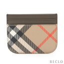 バーバリー BURBERRY チェック カードケース PVC レザー ベージュ ブラウン マルチカラー 8092722【中古】(4)