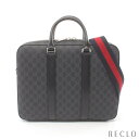 グッチ GUCCI GGスプリーム ブリーフケース PVCコーティングキャンバス レザー ブラック 【中古】