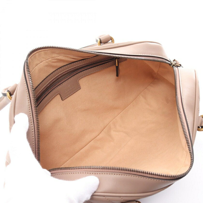 グッチ GUCCI GGマーモント ミディアム トップハンドルバッグ ハンドバッグ トートバッグ レザー ピンク 【中古】