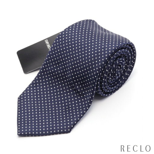 エンポリオアルマーニ EMPORIO ARMANI ネクタイ ピンドット シルク ネイビー ホワイト 【中古】 エンポリオアルマーニ EMPORIO ARMANI ネクタイ ピンドット シルク ネイビー ホワイト 【中古】
