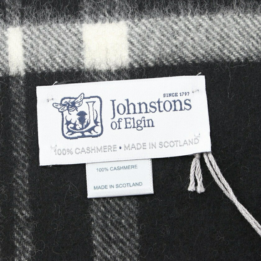 ジョンストンズ Johnstons マフラー その他 カシミヤ ブラック ホワイト 【中古】