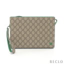 グッチ GUCCI GGスプリーム ポーチ クラッチバッグ PVC レザー ベージュ グリーン 768255FACQC9753【中古】(4)