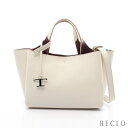 トッズ TOD'S Tタイムレス ミニ ハンドバッグ レザー ホワイト 2WAY XBWAPAFL100QRI9P09【中古】
