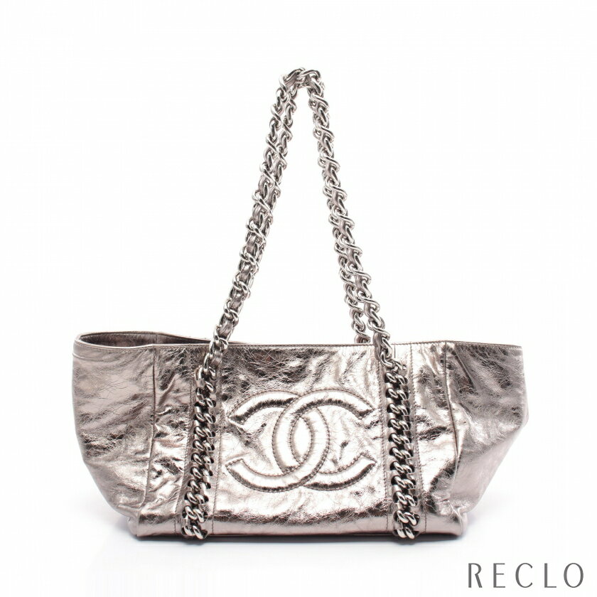 シャネル CHANEL ラグジュアリーライン ショルダーバッグ トートバッグ レザー シルバー シルバー金具 A46872【中古】