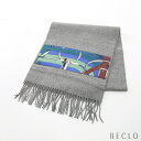 エルメス HERMES Patch de Soie マフラー カシミヤ シルク グレー マルチカラー 【中古】