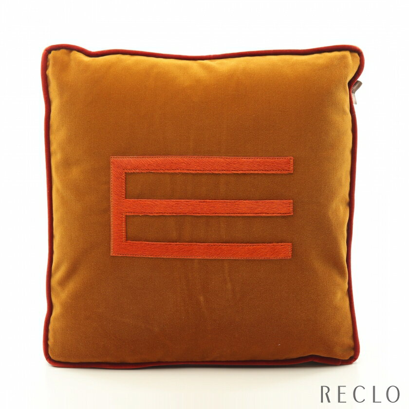 エトロ ETRO Eロゴ クッション インテリア ベロア ライトブラウン マルチカラー 325319757700【中古】