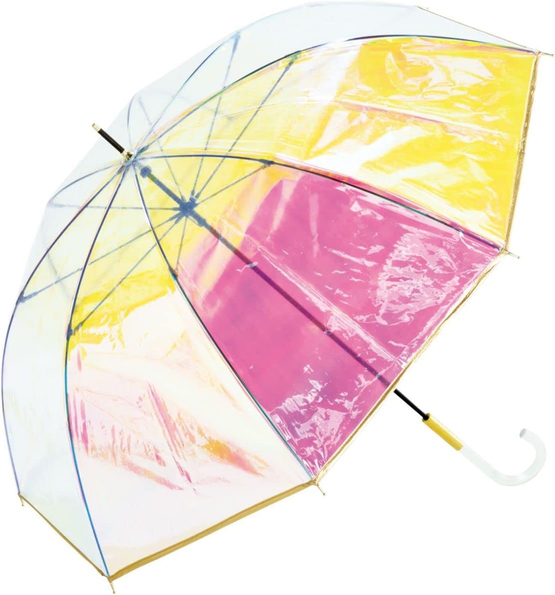 Wpc. ビニール傘 パイピング シャイニーアンブレラ shiny plastic umbrella 60cm ゴールド 長傘 レディ..