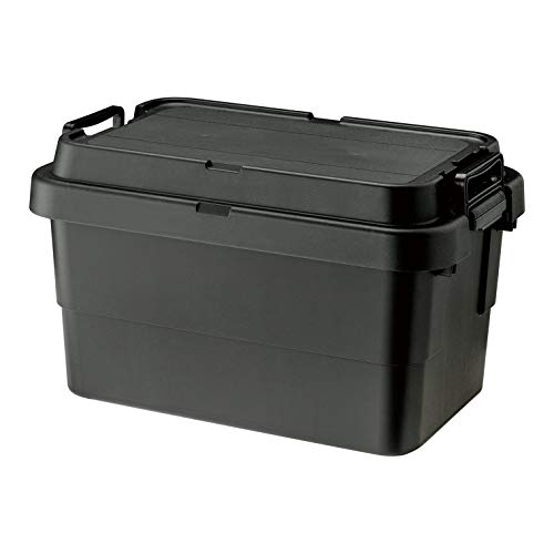 リス(RISU) 収納ボックス トランクカーゴ 50L ブラック 日本製 TC-50S コンテナ ボックス スタッキング 屋外収納 キャンプ 防水