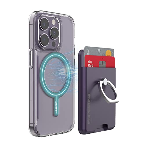 AAUXX(オークス)iRing Pocket Mag マグセーフ対応 カード収納一体型アイリング マグネット着脱 ワイヤレス充電対応 ディープパープル UMS-IR03PKMGDP