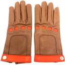 【送料無料】 HERMES エルメス Dallas Gloves ダラス グローブ ラムスキン グローブ 7サイズ ブラウン オレンジ シルバー金具 2022-...