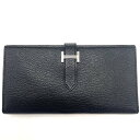【送料無料】 HERMES エルメス ベアンスフレ シェブルミゾル ブラック シルバー金具 U刻印 2022年頃製造 ウォレット 財布 レザー 長財布 小物 メ...