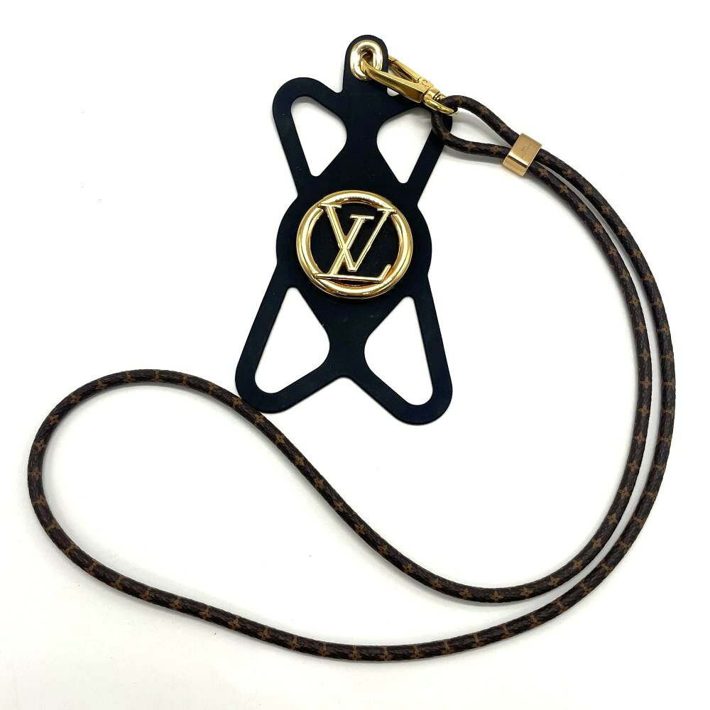【送料無料】 LOUIS VUITTON LV ルイヴィトン モノグラム フォンホルダー ルイーズ M68382 ゴールド金具 LVロゴ iPhone アンドロイド スマートフォン スマホケース ショルダーストラップ シリコン レザー レディース 女性 【中古】