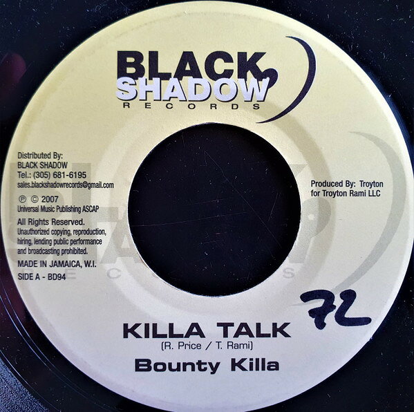 ・アーティスト Bounty Killer ・タイトル Killa Talk ・レーベル・型番 Black Shadow Records NONE ・フォーマット 7インチレコード ・コンディション(盤) 良い (VG+) ・コンディション(ジャケット) ・コンディション(帯) オビなし ・特記事項 サンプル画像です。実際の商品の画像ではありません 商品写真はバーコード/カタログ番号に対応したサンプル画像ですので、お送りする商品の画像ではありません。帯やライナーなどの付属品は、特記事項に記載されている場合のみ含まれます。プロモやカラーレコードなどの仕様についても、該当する場合のみ特記事項に記載しています。 【ご購入前に必ずご確認ください】 ・本店サイト(www.recordcity.jp)とは価格、送料が違います ・本店サイト、その他支店のオーダーとは同梱発送できません ・注文確定後に別の注文を頂いた場合、注文同士の同梱は致しかねます。 ・別倉庫から発送しているため、店頭受け渡しは対応しておりません ・一部商品は他の通販サイトでも販売しているため、ご注文のタイミングによっては商品のご用意ができない場合がございます。 ・土日祝日はお休みです 金曜・祝前日9時以降のご連絡またはご入金は、返答または発送が週明け・祝日明けに順次対応となります。 ・ご購入後のキャンセル不可 ご購入後のキャンセルはいかなる理由においてもお受けできません。ご了承の上、ご購入くださいませ。 ・日本郵便(ゆうパック/ゆうメール)によるお届けになります。 ・中古品であることをご理解ください 当ストアでは中古商品を主に販売しております。中古品であることをご理解の上ご購入ください。また、一部商品はRecordCityオンラインストアで試聴可能です。 ・返品について お客様のご都合による返品は一切承っておりません。 表記の内容と実際の商品に相違がある場合、また針飛び等で返品・返金をご希望される場合は、商品の到着後1週間以内にご連絡ください。商品の返送をこちらで確認後、キャンセル・返金を行います。 コンディションVG以下の商品は返品できません。プレイに影響のない表面のこすれ傷、プレス起因のノイズ盤は返品の対象外です。 【コンディション表記】 ・ほぼ新品(M-)(Like New) 完全な新品。未使用。当店ではほぼ使用しません ・非常に良い(EX)(Excellent) 中古盤として美品な状態。わずかな経年を感じるものの傷みを感じさせない、当店基準で最高の状態 ・良い(VG+)(Very Good Plus) 丁寧に扱われた中古品で、軽い使用感がみられる。 ・可(VG)(Acceptable) 使い込まれた中古品で、「良い」よりもさらに使用感がみられる。 ・悪い(VG-)(Bad) 状態が悪いアイテム。使用の保障はなく、再生不可、針飛び、目立つノイズがあるかもしれない。状態によるクレーム不可。返品不可。 ・非常に悪い(G)(Very Bad) 「悪い」よりさらに状態が悪いアイテム。使用の保障はなく、再生不可、針飛び、目立つノイズがあるかもしれない。状態によるクレーム不可。返品不可。 ・ジャンク(Fair)(Junk/Fair) 割れている、反っている、水ダメージがある、カビ、ジャケットが分離している、ひどい書き込み、ひどい擦れなど最低の状態。使用の保障はなく、再生不可、針飛び、目立つノイズがあるかもしれない。状態によるクレーム不可。返品不可。 ・ジャンク(Poor)(Junk/Poor) 割れている、反っている、水ダメージがある、カビ、ジャケットが分離している、ひどい書き込み、ひどい擦れなど最低の状態。使用の保障はなく、再生不可、針飛び、目立つノイズがあるかもしれない。状態によるクレーム不可。返品不可。