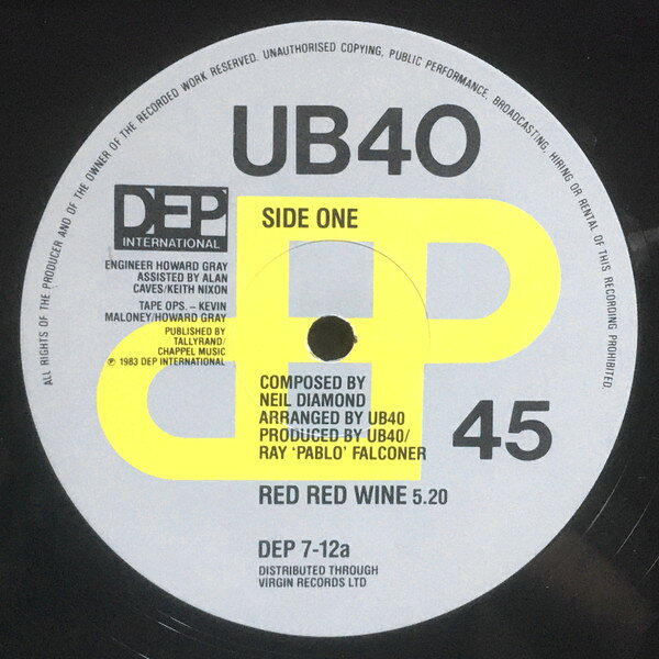 12” UB40 Red Red Wine DEP712 DEP International /00250