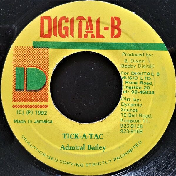 Artist Name: J - 【中古】ジャマイカ7” Admiral Bailey Tick-A-Tac NONE Digital-B /00080