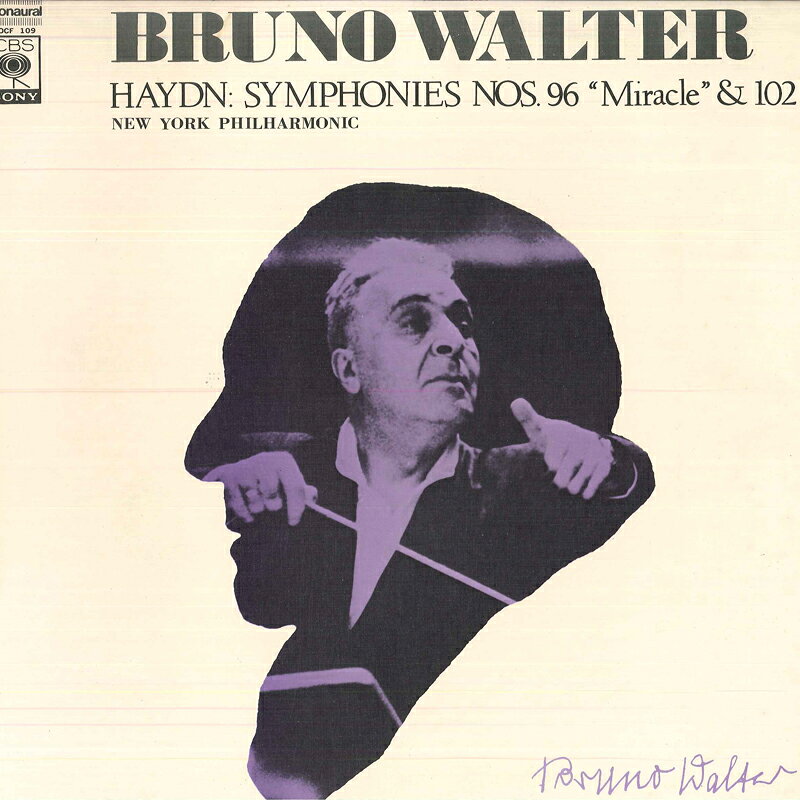 【中古】LP ブルーノ・ワルター, ニューヨー ハイドン 交響曲第96番二長調　奇蹟　交響曲第102番変 SOCF109 CBS SONY /00260 recordcity-10488896 RECORD CITY 楽天市場店 パッケージ画像