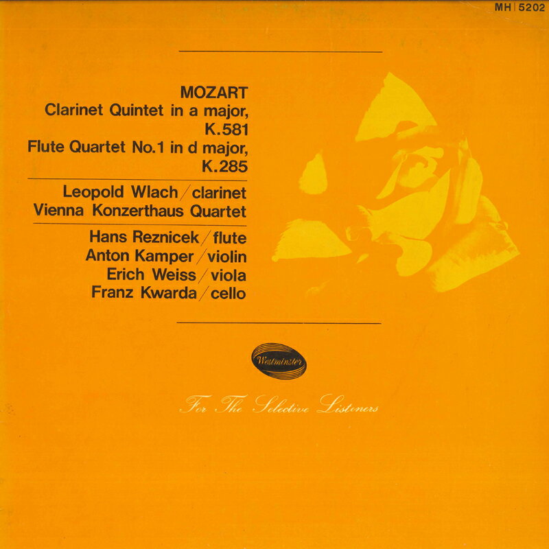 【中古】LP Leopold Wlach, Vienna Konzerth モーツァルト : クラリネット五重奏曲 K.581 / フルー MH5202 WESTMINSTER /00260