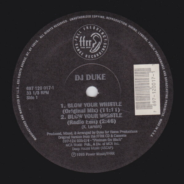 【中古】米12” DJ Duke Blow Your Whistle (The Remixes) 6971200171 FFRR /00250
