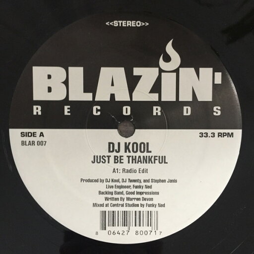 【中古】米12” DJ Kool Just Be Thankful BLAR007 Blazin Records /00250 【中古】米12” DJ Kool Just Be Thankful BLAR007 Blazin Records /00250