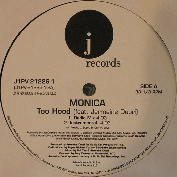 【中古】米12” Monica Too Hood J1PV212261 J Records /00250