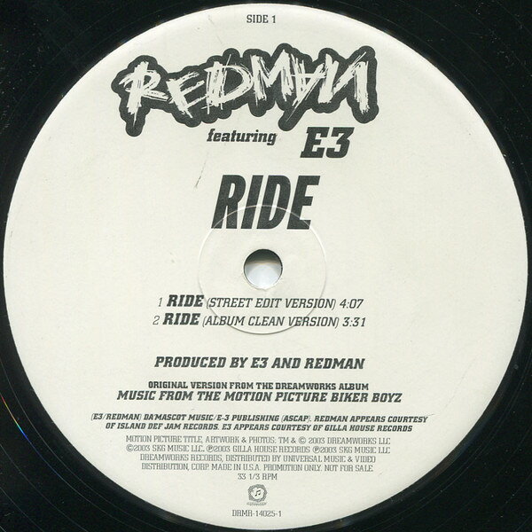 米12” Redman Ride DRMR14025 DreamWorks Records /00250