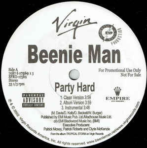 【中古】米12” Beenie Man Party Hard / Miss LAP 708761756913 Virgin /00250