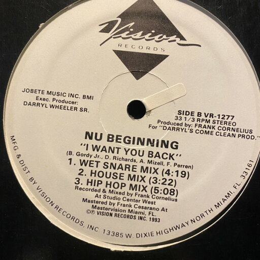 【中古】米12” Nu Beginning I Want You Back VR1277 Vision Records (4) /00250 【中古】米12” Nu Beginning I Want You Back VR1277 Vision Records (4) /00250