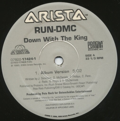 【中古】米12” Run-DMC Down With The King 07822174241 Arista, Profile Reco /00250 【中古】米12” Run-DMC Down With The King 07822174241 Arista, Profile Reco /00250