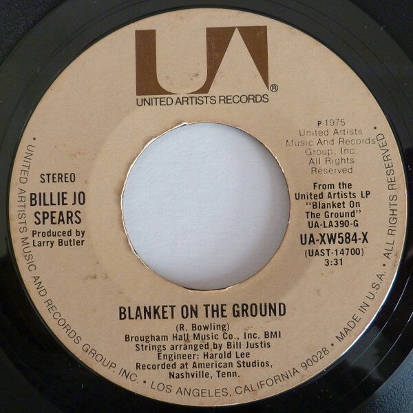 艺人名: D - 【中古】米7” Billie Jo Spears Blanket On The Ground UAXW584X United Artists Recor /00080