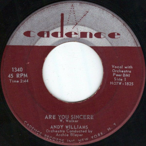 【中古】米7” Andy Williams Are You Sincere 1340 Cadence (2) /00080