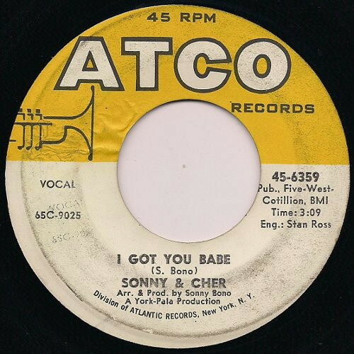 【中古】米7” Sonny & Cher I Got You Babe 456359 ATCO Records /00080