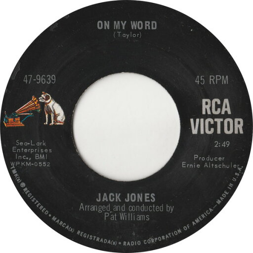 【中古】米7” Jack Jones On My Word / The Way That I Live 476939 RCA Victor /00080 【中古】米7” Jack Jones On My Word / The Way That I Live 476939 RCA Victor /00080