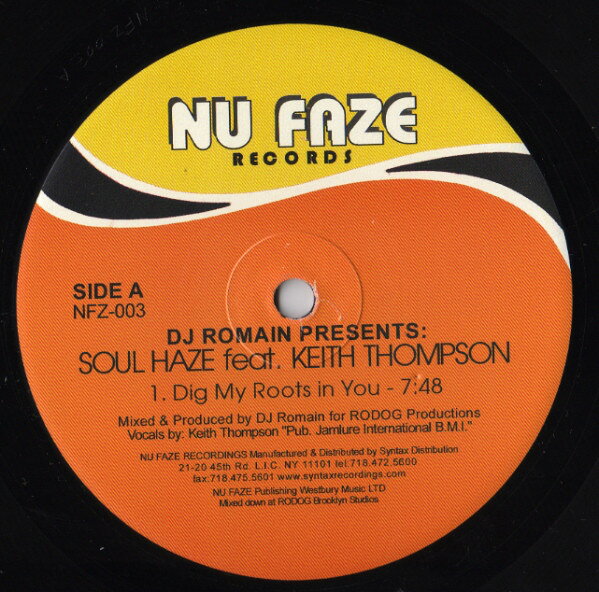 艺人名: R - 【中古】米12” DJ Romain, Soul Haze, Keith Th Dig My Roots In You NFZ003 Nu Faze Records /00250