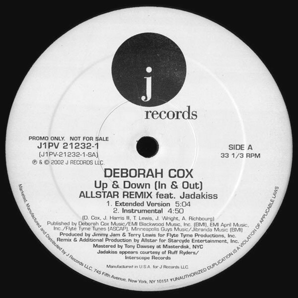 Artist Name: R - 【中古】米12” Deborah Cox Up & Down (In & Out) featuring Jadakiss J1PV212321PROMO J Records /00250