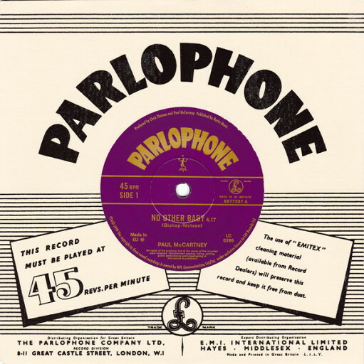 【中古】7” Paul Mccartney No Other Baby 8877397 PARLOPHONE EU Vinyl /00080 【中古】7” Paul Mccartney No Other Baby 8877397 PARLOPHONE EU Vinyl /00080