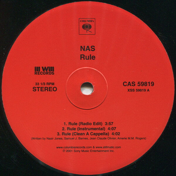 【中古】12” Nas Rule CAS59819 Columbia /00250